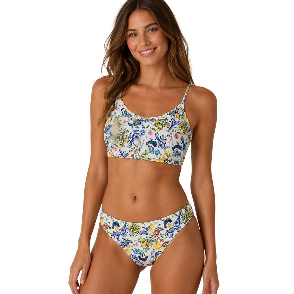 Mott50 XS / S bikini whimsical 2 piece set sports bra swim beach chickens farm